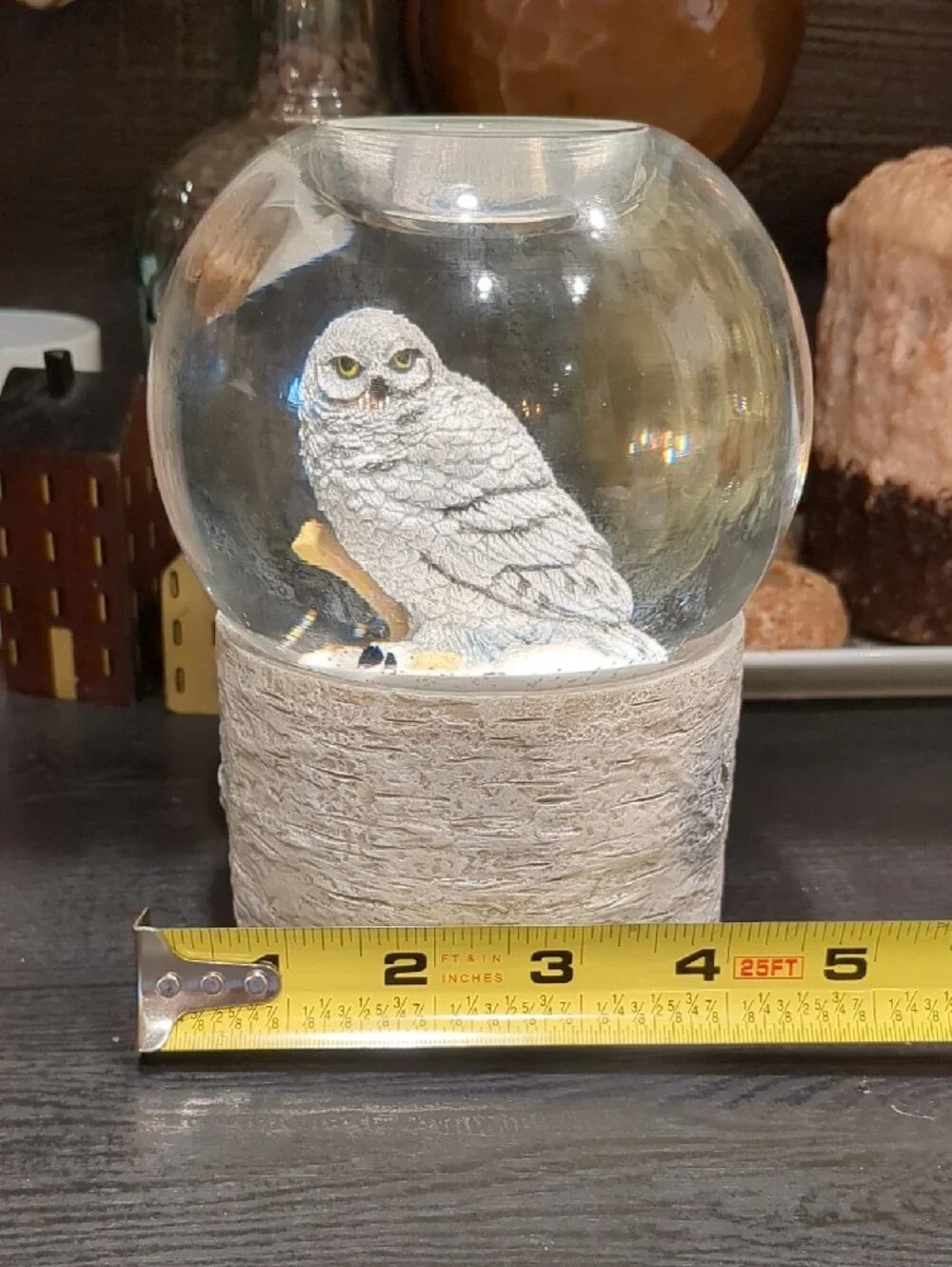 PartyLite Snowy Owl Snowglobe Tealight Holder Nature's Wonder Moving Snow NIB - Picture 5 of 8